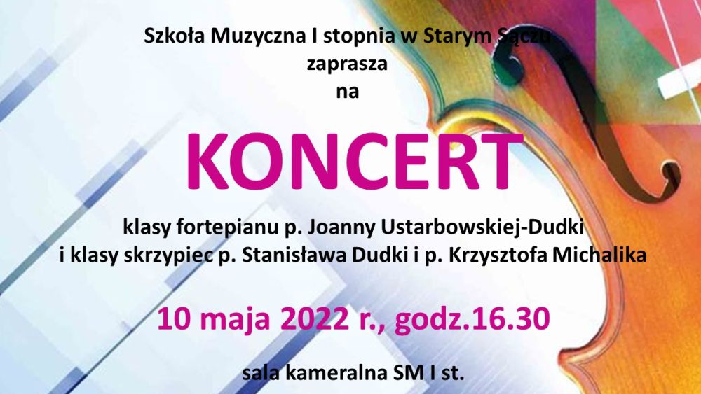 Koncert uczniów klasy fortepianu i klasy skrzypiec.
