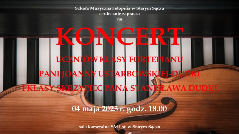 Koncert klasy fortepianu i skrzypiec.