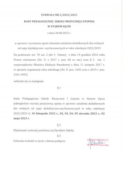 Uchwała Nr 2 2022 na 2023 Rady Pedagogicznej w sprawie dodatkow.jpg